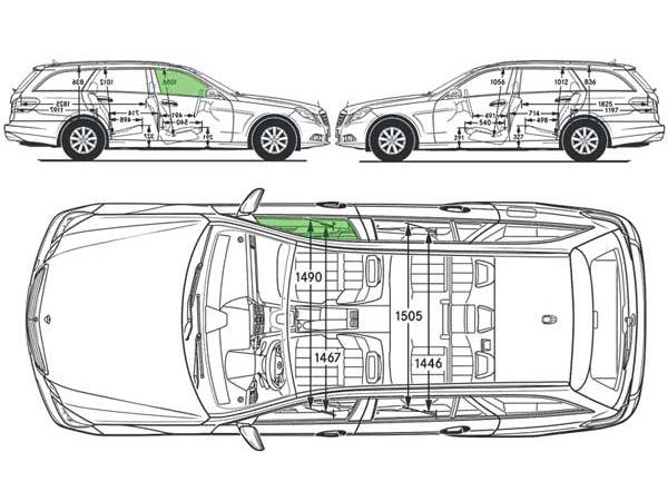 car glass layout diagram showing windscreen side and rear windows for replacement