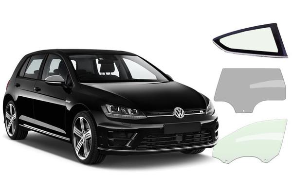 Side view of Volkswagen Golf 5 door 2013 showing door glass replacement area